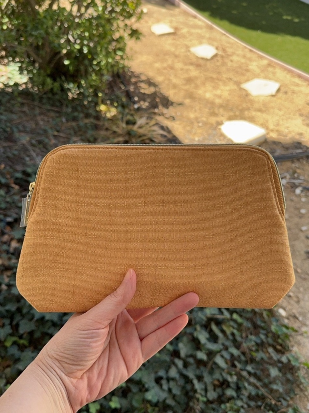 Lancôme Mustard Yellow Cosmetic Bag - Large 11" x 6" x 3" Makeup Pouch
